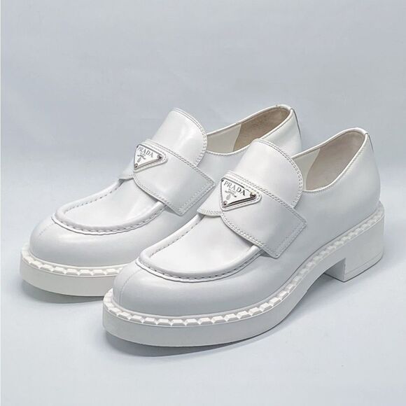 Prada Spazzolato Logo Platform Leather Loafers size 39 - Picture 5 of 14